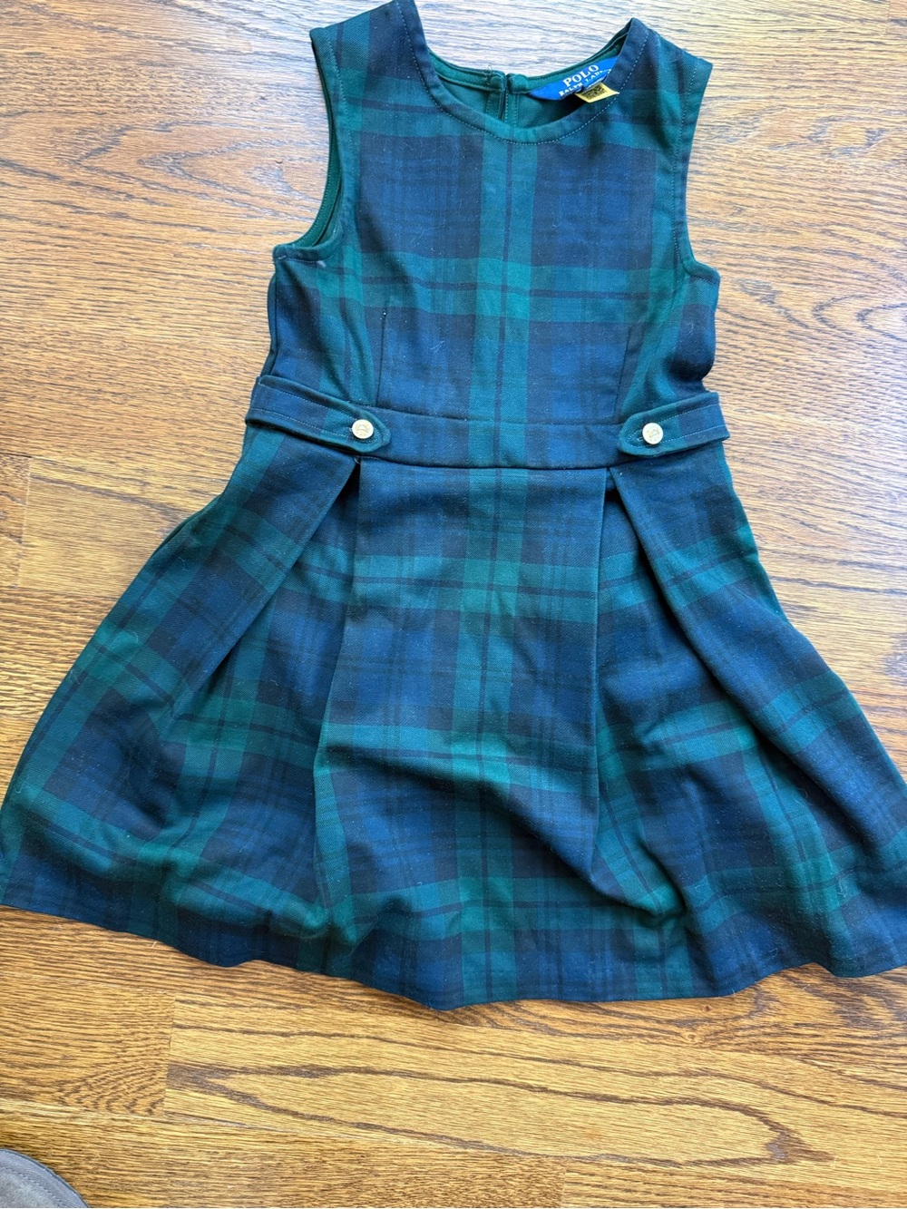 Polo by Ralph Lauren Navy & Green Plaid Sleeveless Dress